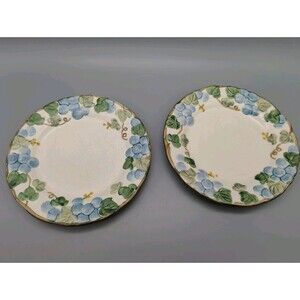 2 Vtg Metlox Poppytrail Blue Grapes Salad Plates 7.5"